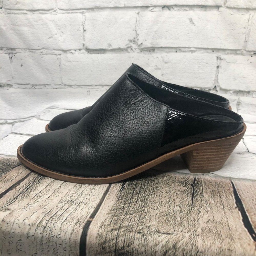 Kelsi Dagger Brooklyn Leather & Patent Mules Slip On Shoes Black Women's US 8.5
